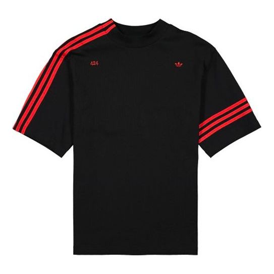 adidas originals x 424 R.Y.V. Tee Crossover ribbed High Collar Loose Short Sleeve Black FS6236