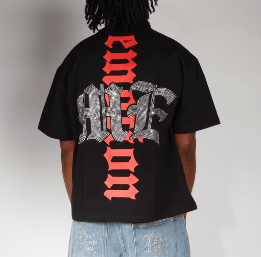 Mixed Emotions Octopus Rhinestone Black Tee