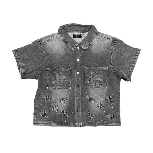 Mixed Emotions Paisley Denim Black Shirt