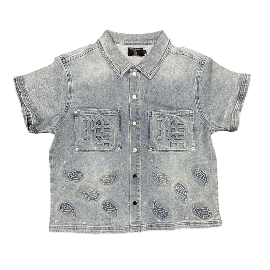 Mixed Emotions Paisley Denim Blue Shirt