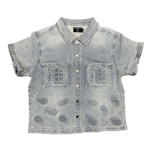 Mixed Emotions Paisley Denim Blue Shirt