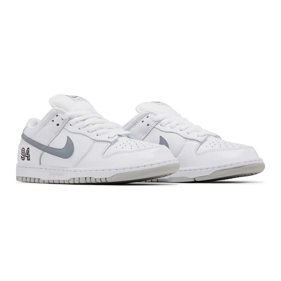 Nike SB Dunk Low Supreme 94 White Metallic Silver