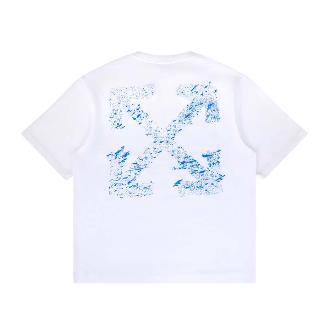 OFF-WHITE Paint Splatter Arrow Diag Skate Fit Tee White Blue
