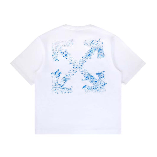 OFF-WHITE Paint Splatter Arrow Diag Skate Fit Tee White Blue
