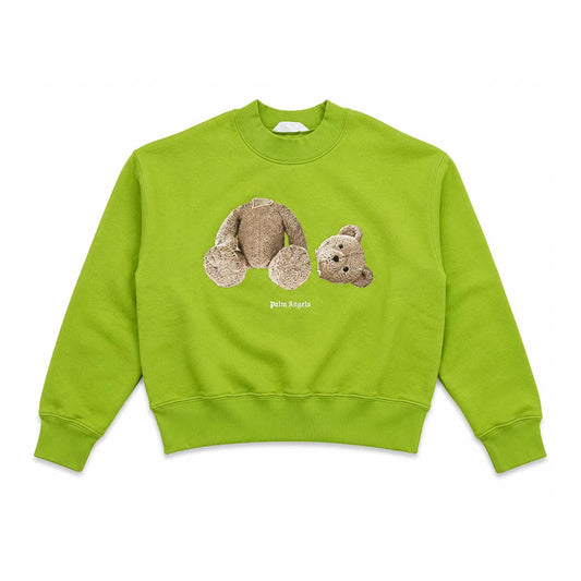 Palm Angels KIDS Bear Crewneck Lime Green Brown