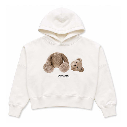 Palm Angels KIDS Bear Hoodie Off White Brown
