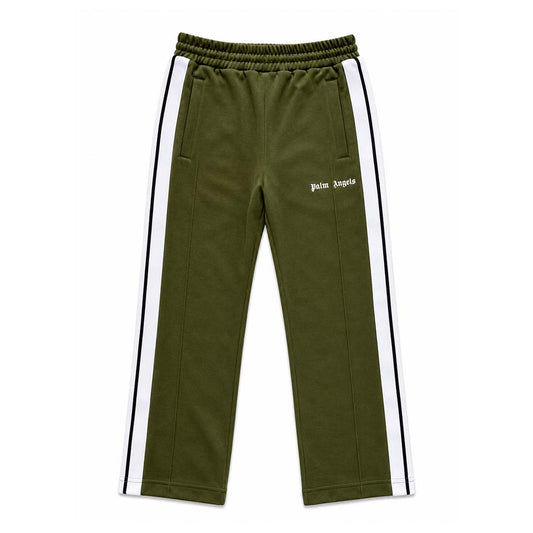 Palm Angels KIDS Classic Logo Track Pants Military Green White