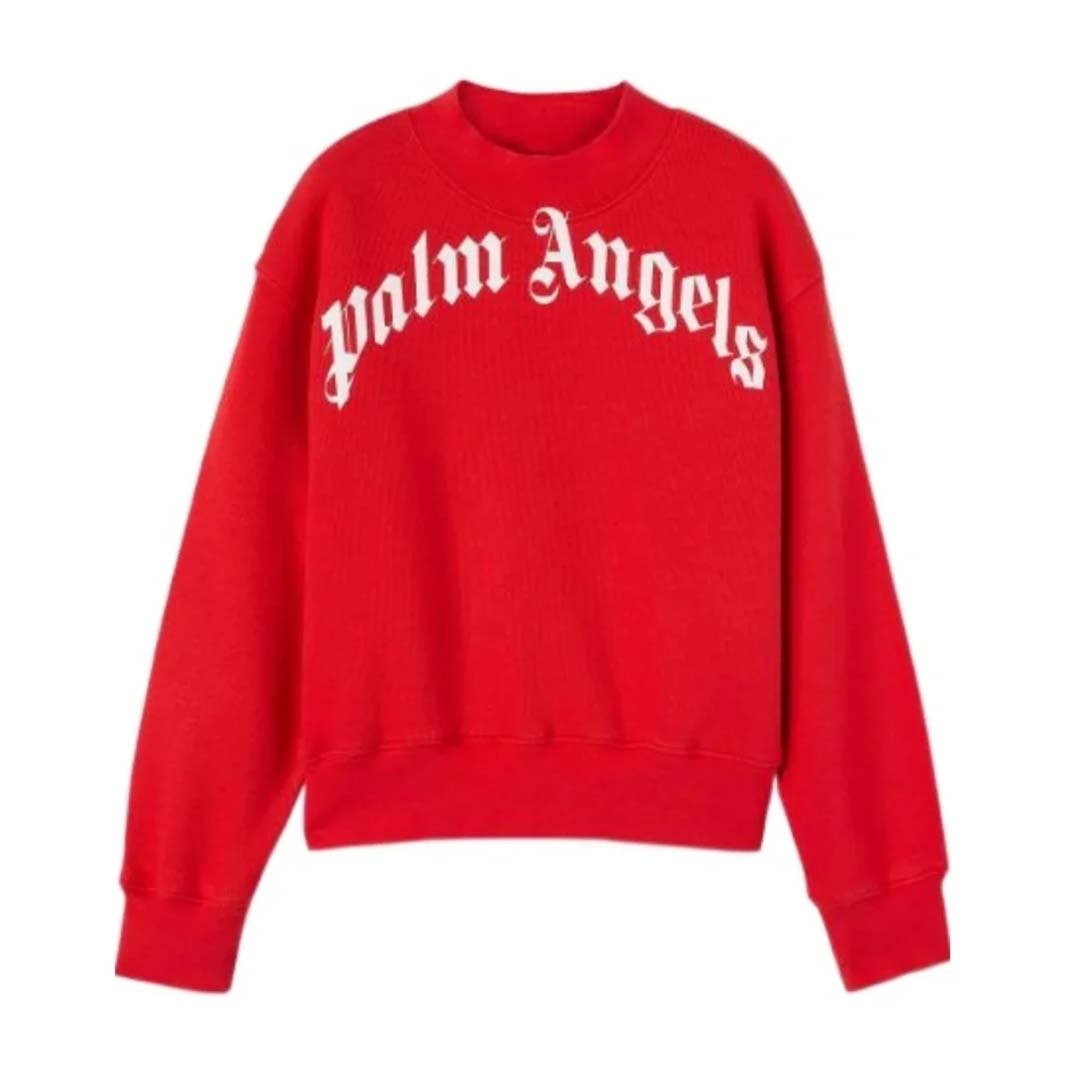 Palm Angels KIDS Classic Over Logo Crewneck Red White