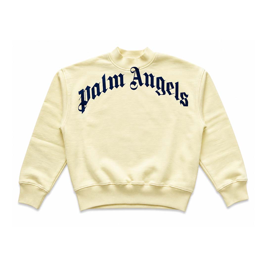 Palm Angels KIDS Classic Over Logo Crewneck Yellow Navy Blue