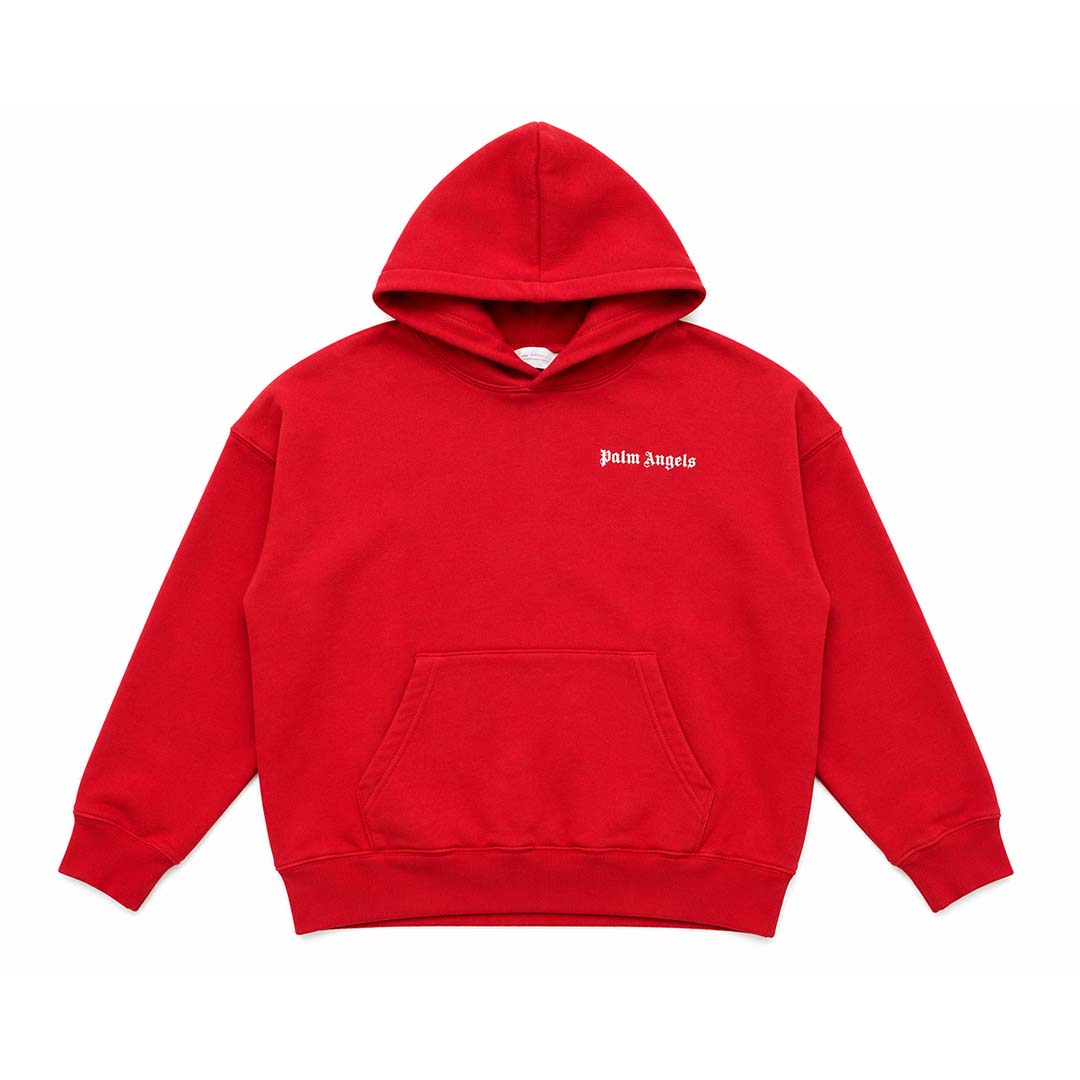 Palm Angels KIDS Classic Over Logo Hoodie Red White