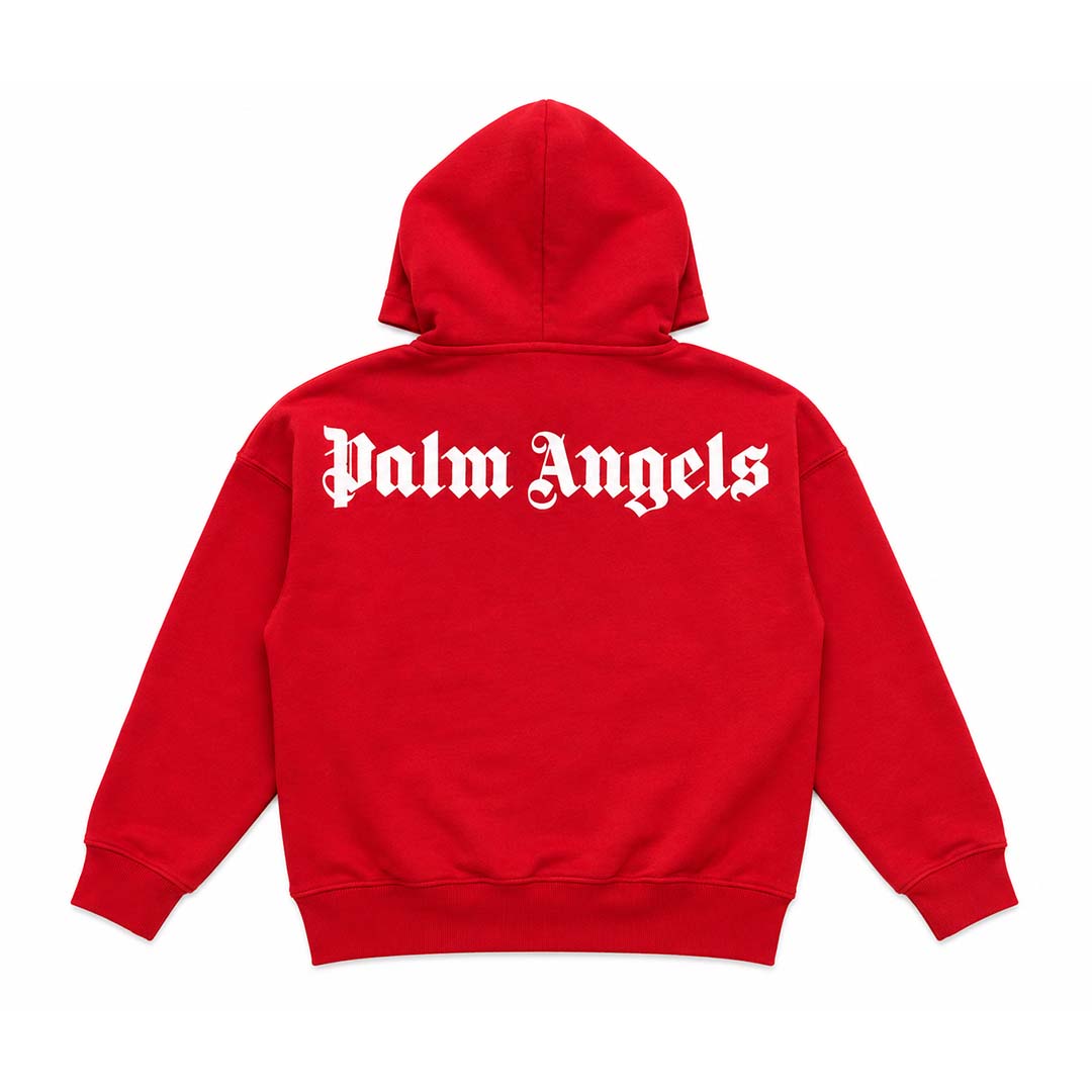 Palm Angels KIDS Classic Over Logo Hoodie Red White
