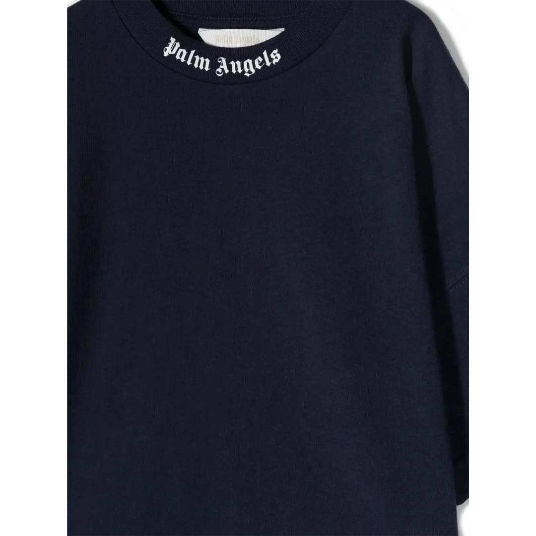 Palm Angels KIDS Classic Over Logo S/S Navy Blue White