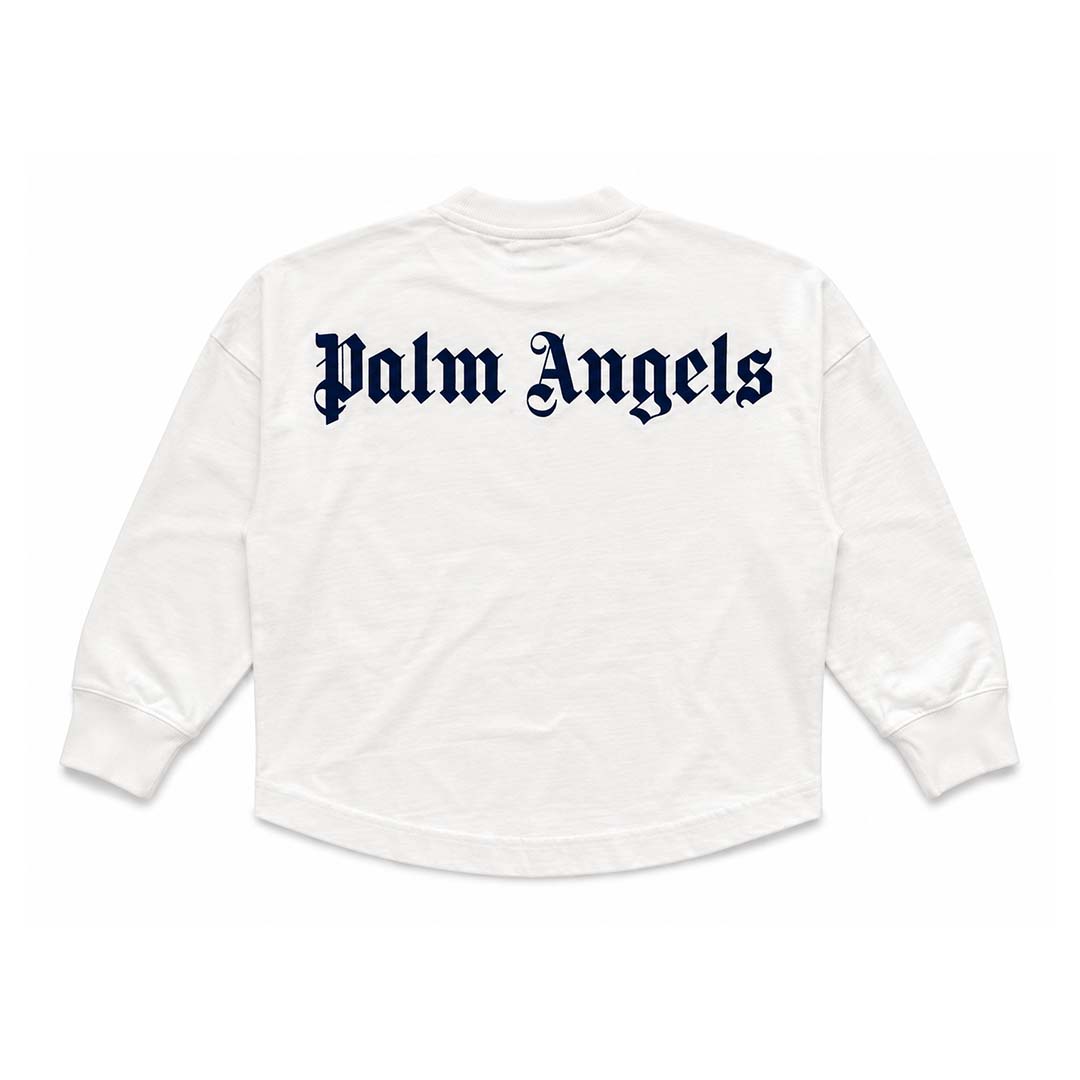 Palm Angels KIDS Classic Over Logo Tee L/S White Navy