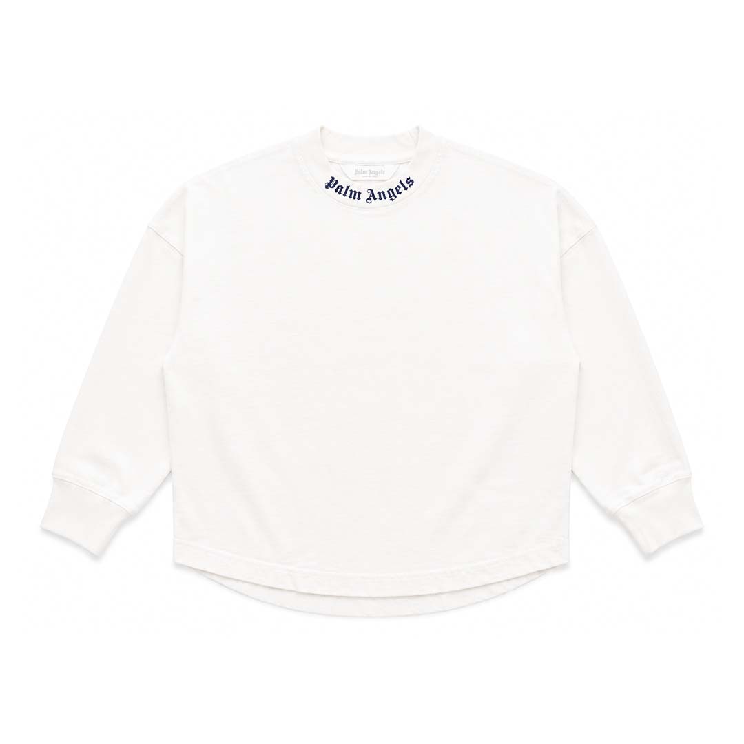 Palm Angels KIDS Classic Over Logo Tee L/S White Navy