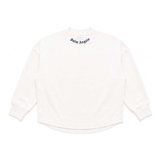 Palm Angels KIDS Classic Over Logo Tee L/S White Navy