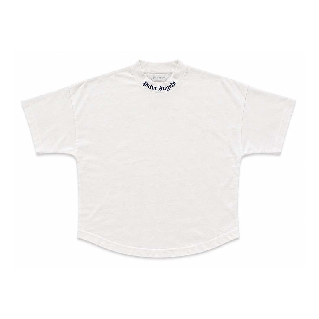 Palm Angels Kids Classic Over Logo Tee S/S White Navy Blue