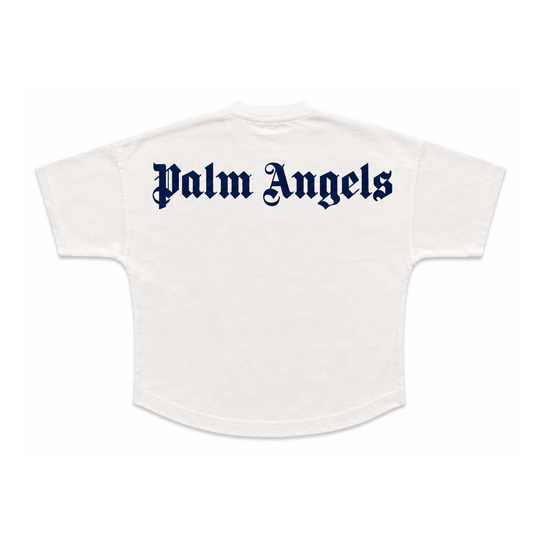 Palm Angels Kids Classic Over Logo Tee S/S White Navy Blue