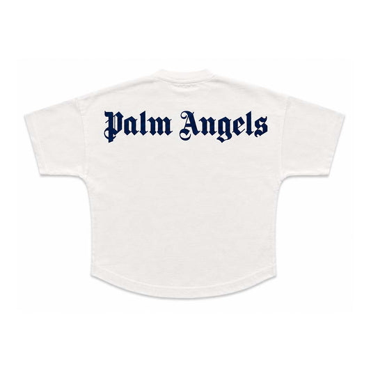 Palm Angels Kids Classic Over Logo Tee S/S White Navy Blue