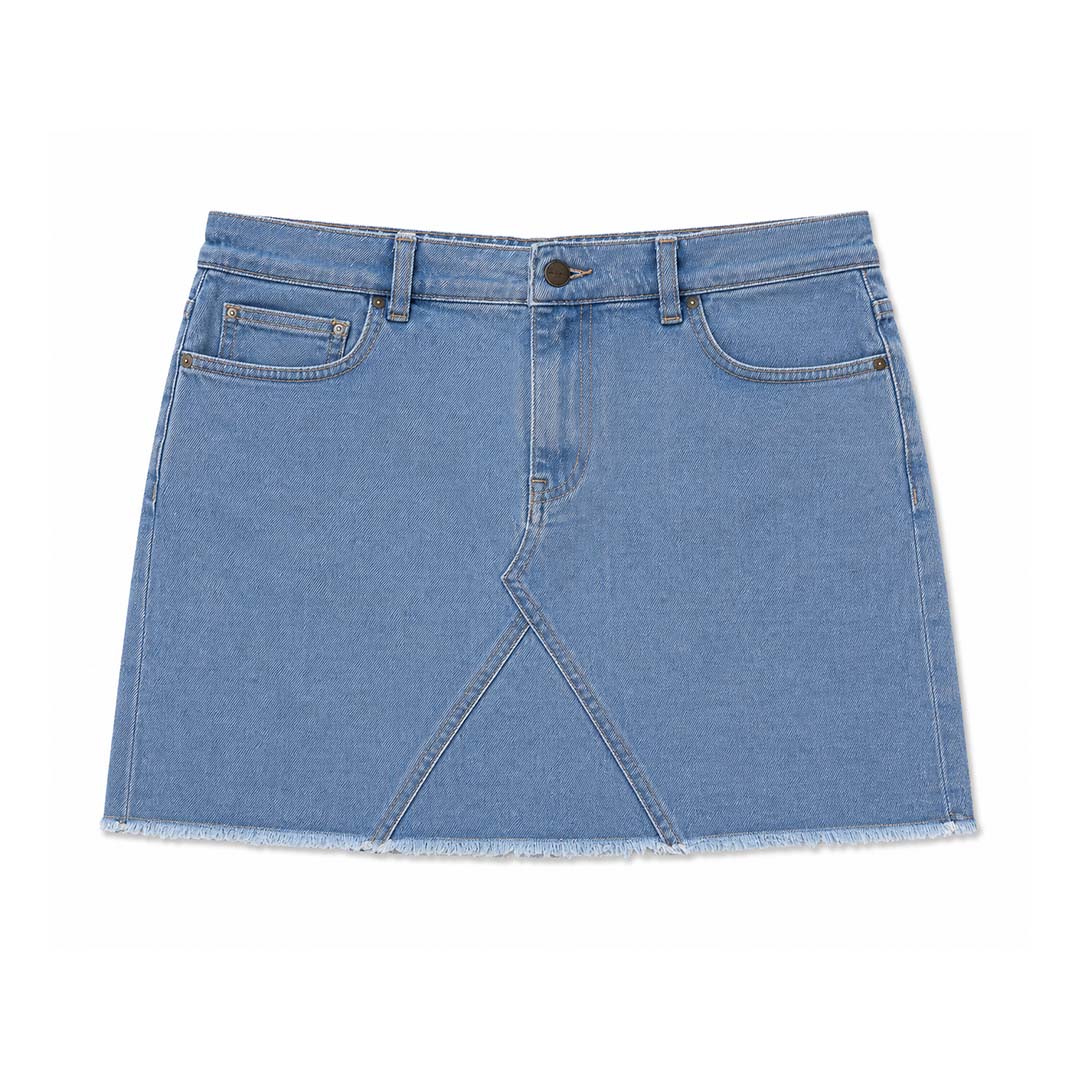Palm Angels KIDS Denim Skirt Light Blue Green Palm Tree