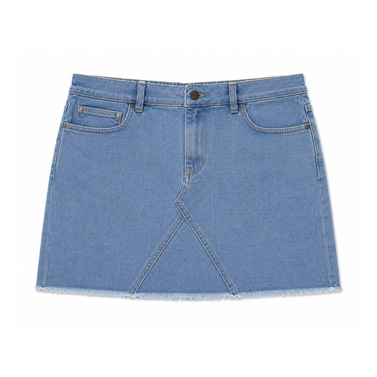 Palm Angels KIDS Denim Skirt Light Blue Green Palm Tree