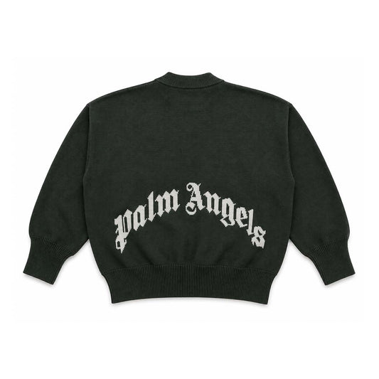 Palm Angels KIDS Logo Knit Sweater Military Green White