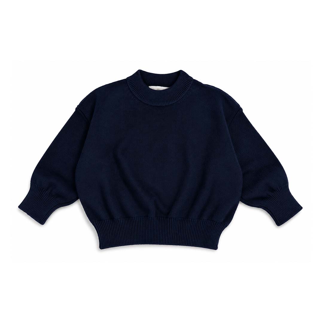 Palm Angels KIDS Logo Knit Sweater Navy Blue White