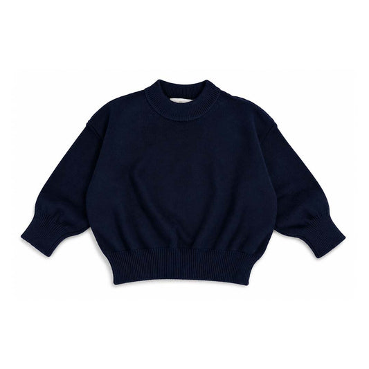 Palm Angels KIDS Logo Knit Sweater Navy Blue White