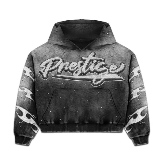 Prestige Flames Hoodie Faded Black