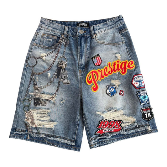 Prestige Varsity Blue Denim Jean Shorts