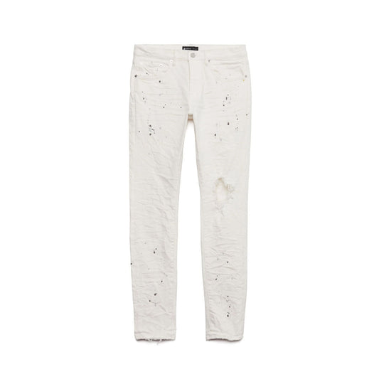 PURPLE BRAND Optic White Paint Blowout Jeans