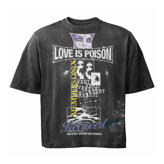 Retrovert Love is Poison Tee Black