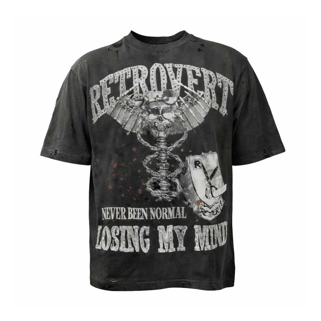 Retrovert Rhinestone Paramadic Stealth Black Tee