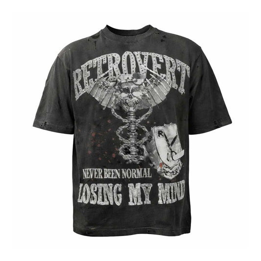 Retrovert Rhinestone Paramadic Stealth Black Tee