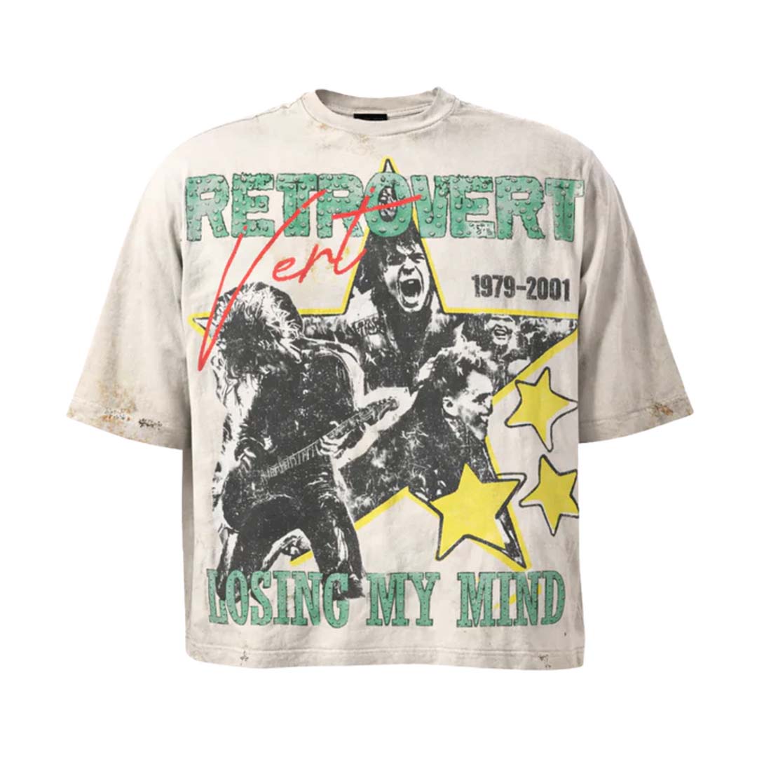 Retrovert Rhinestone Star Tee Distressed White