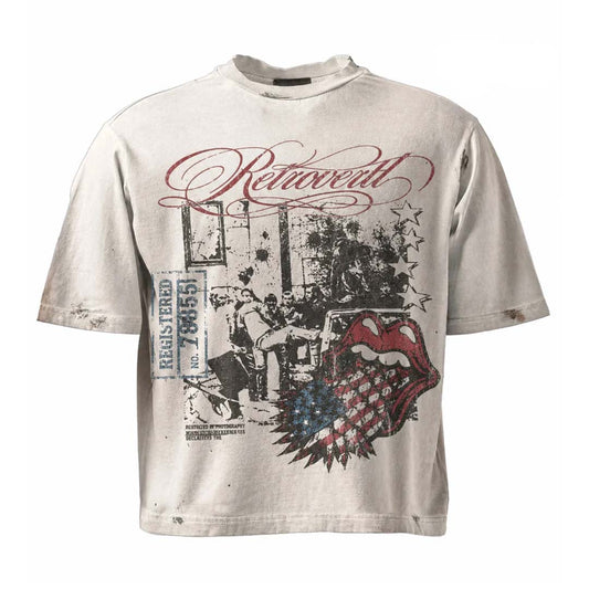 Retrovert Rolling Stone Script Tee White