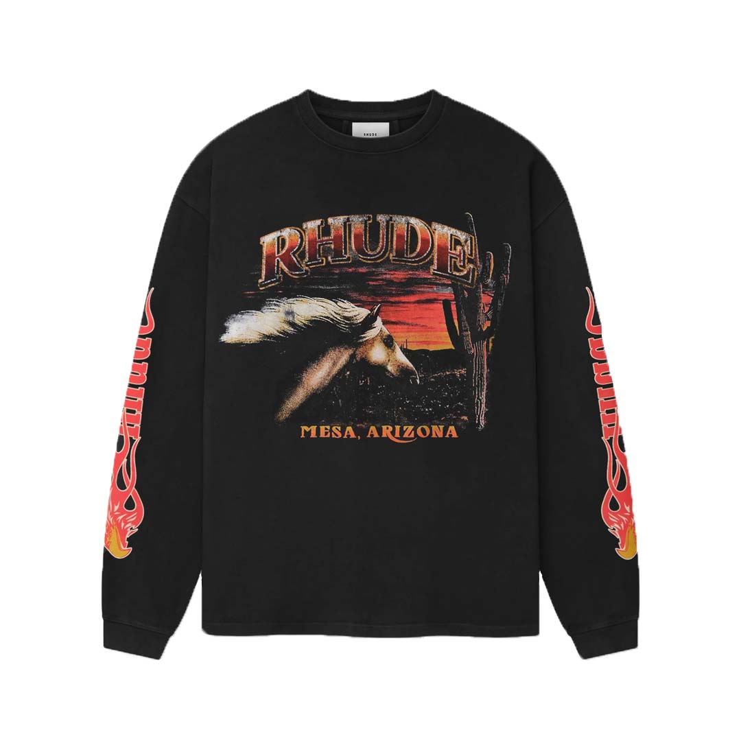 Rhude Mesa Stallion Long Sleeve Tee Black