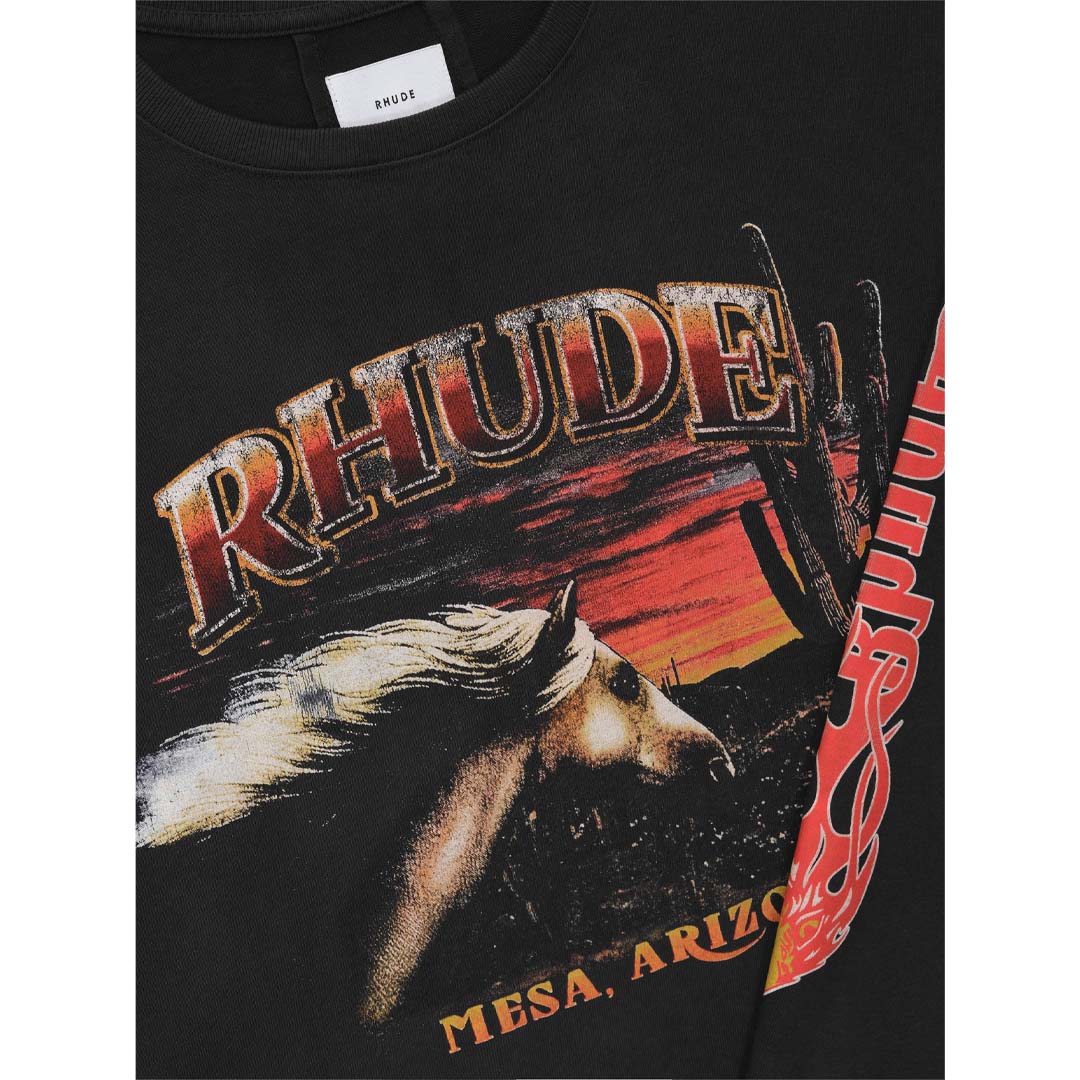 Rhude Mesa Stallion Long Sleeve Tee Black