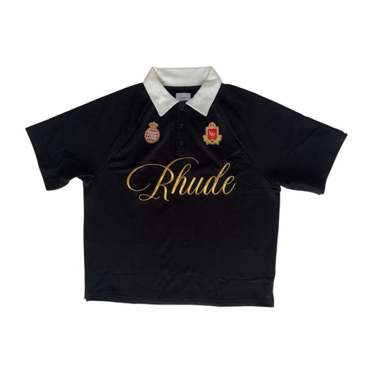 Rhude Script Raglan Polo Black