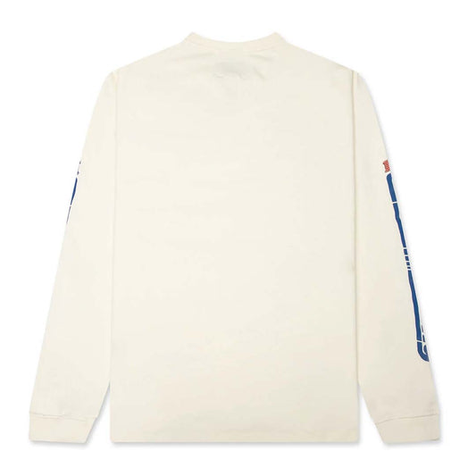 Rhude Split Petrol Logo Long Sleeve Tee Vintage White Red