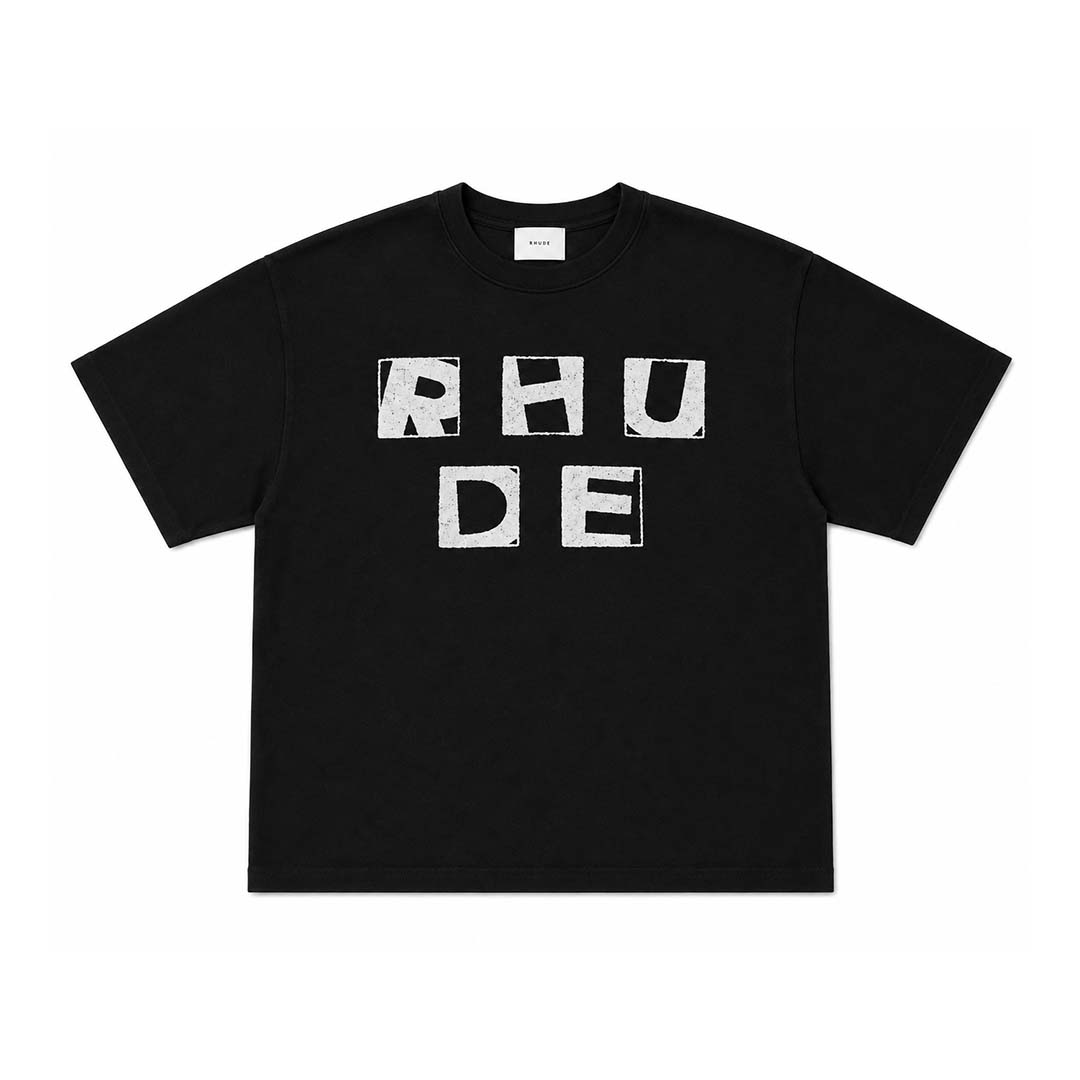 Rhude Stencil Knit Black White Tee