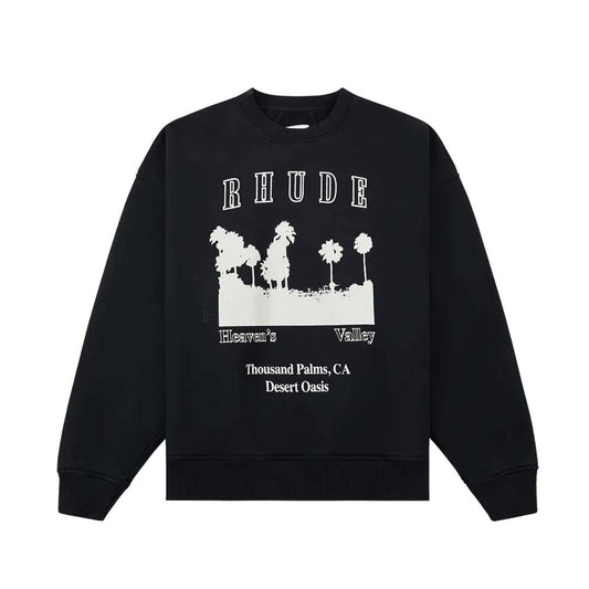 Rhude Thousand Palms Crewneck Vintage Black White