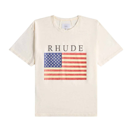 Rhude USA Flag Slub Tee Vintage White
