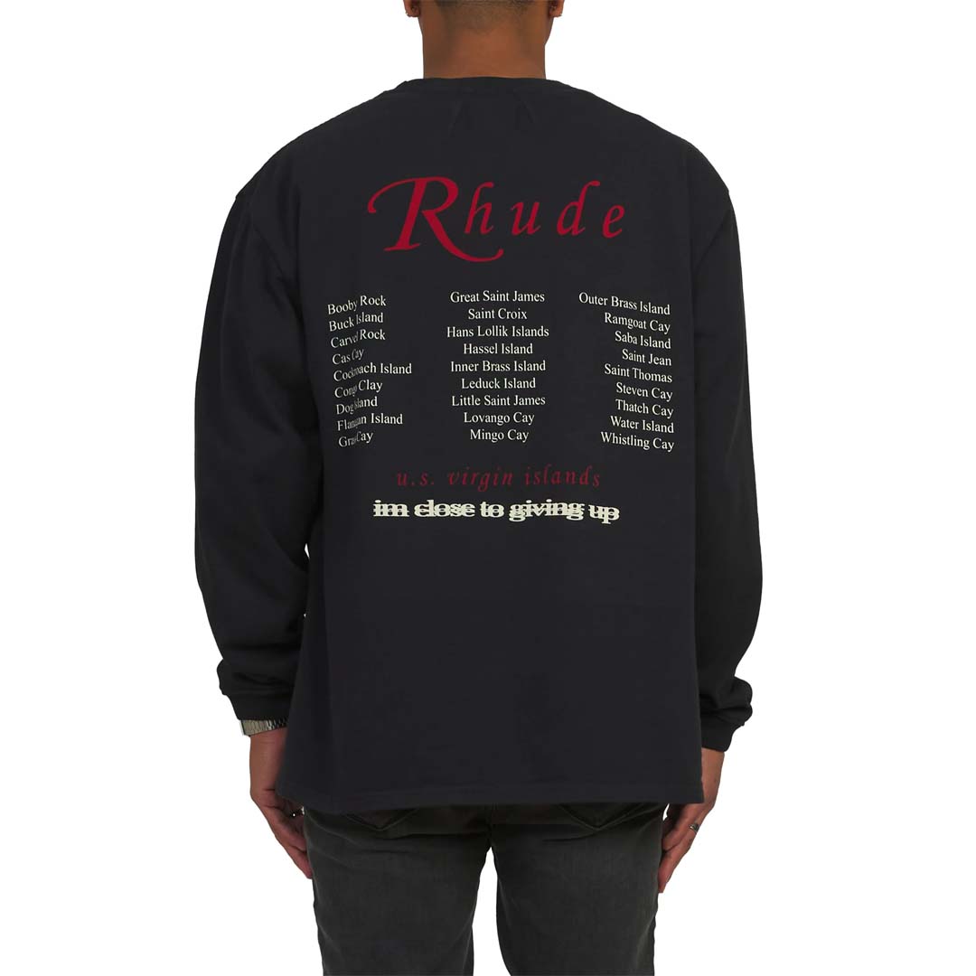 Rhude USVI Regatta Tour Tee Long Sleeve Vintage Black