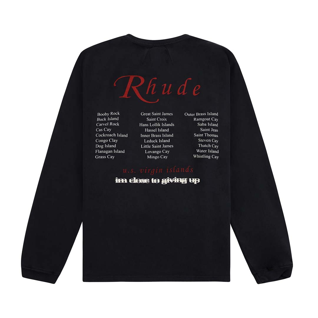 Rhude USVI Regatta Tour Tee Long Sleeve Vintage Black