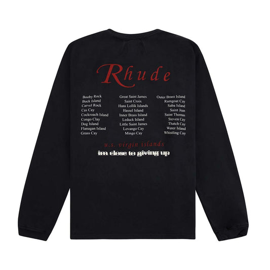 Rhude USVI Regatta Tour Tee Long Sleeve Vintage Black