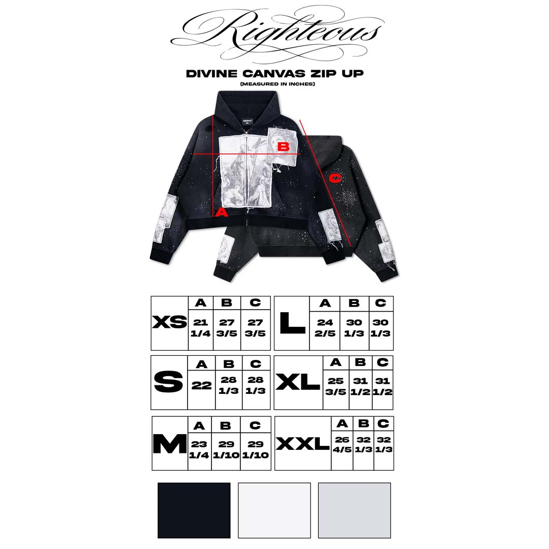 Righteous Divine Canvas Zip Up Jacket Rhinestone Black