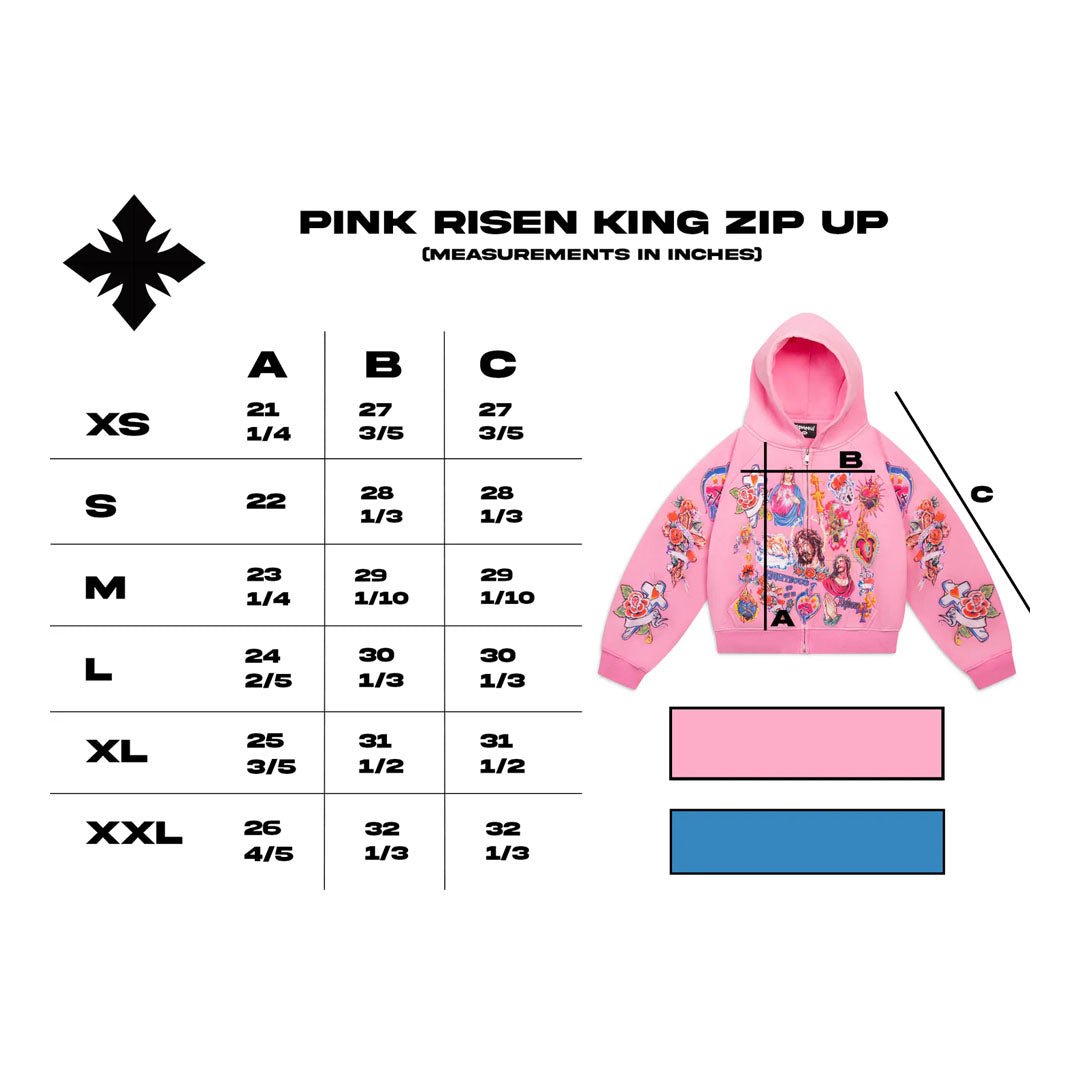Righteous Risen King Cropped Zip Up Hoodie Pink