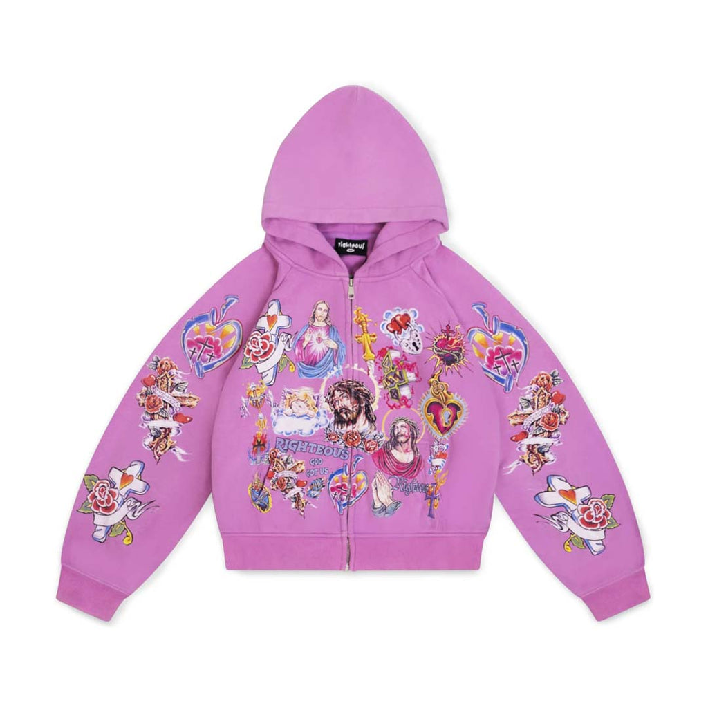 Righteous Risen King Zip Up Hoodie Purple