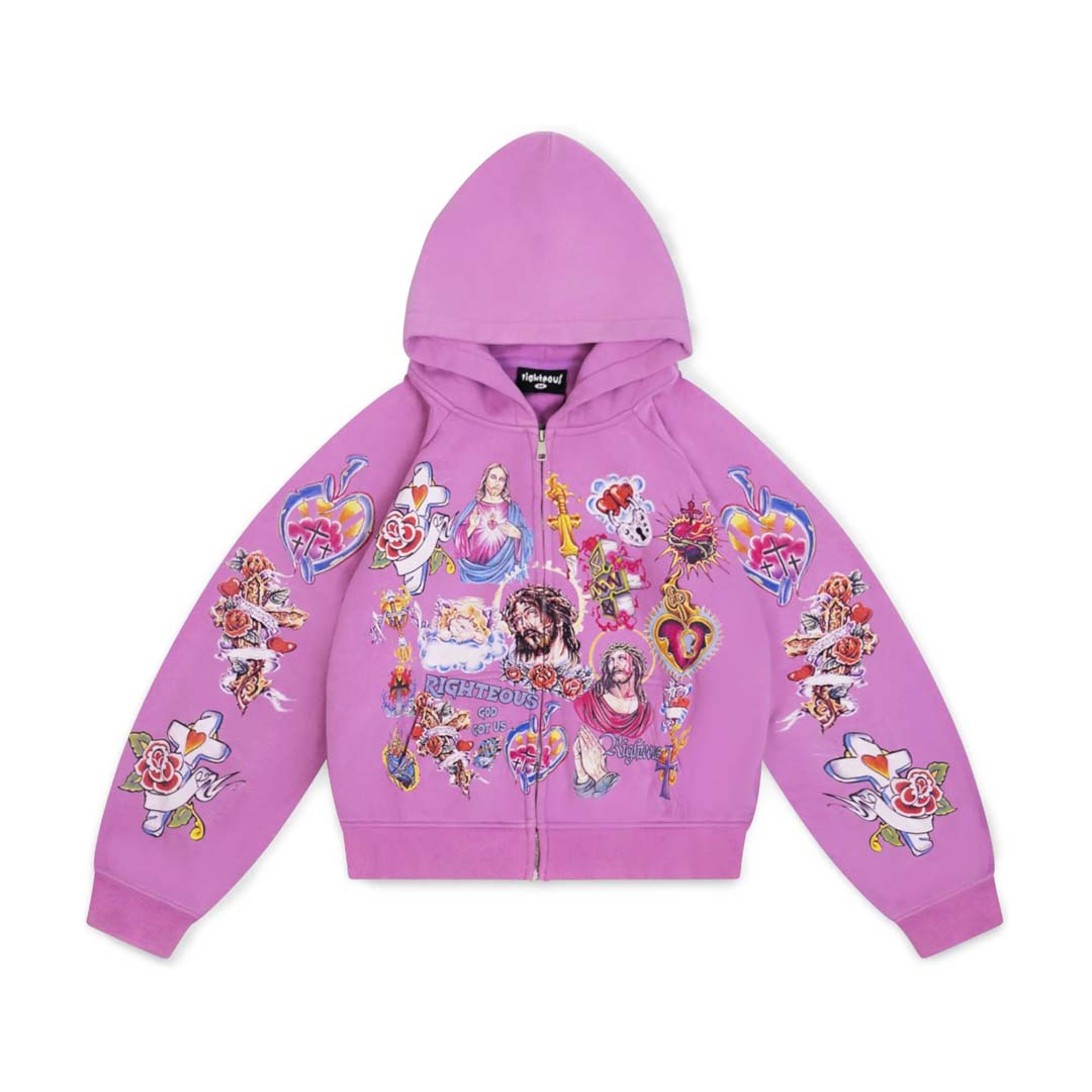Righteous Risen King Zip Up Hoodie Purple