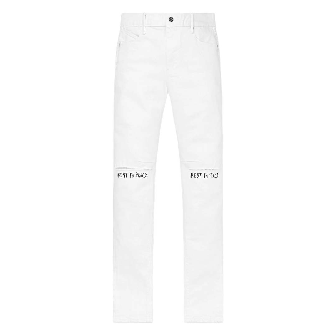 RtA Bryant Rest in Peace White Jeans